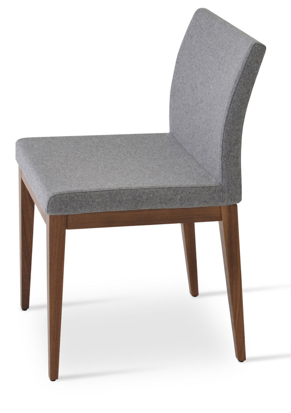 Soho Concept Aria Wood Dining Chair - Elegant Leatherette Upholstered Seat, 2-year Guarantee, Stylish & Durable Walnut,Grey  Soho-concept-dining-chair-00681