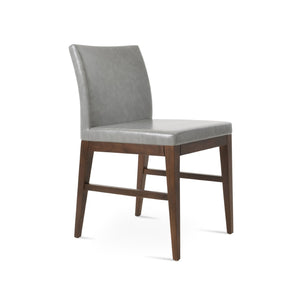 Soho Concept Aria Wood Dining Chair - Elegant Leatherette Upholstered Seat, 2-year Guarantee, Stylish & Durable Walnut,Light Grey  Soho-concept-dining-chair-00601