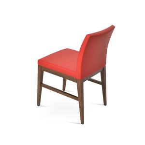 Soho Concept Aria Wood Dining Chair - Elegant Leatherette Upholstered Seat, 2-year Guarantee, Stylish & Durable Walnut,Red  Soho-concept-dining-chair-00605