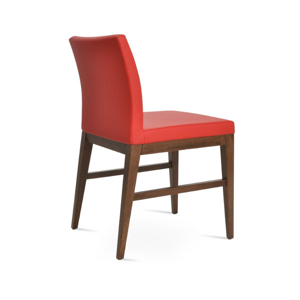 Soho Concept Aria Wood Dining Chair - Elegant Leatherette Upholstered Seat, 2-year Guarantee, Stylish & Durable Walnut,Red  Soho-concept-dining-chair-00605