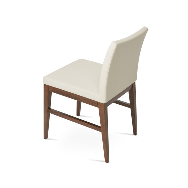 Soho Concept Aria Wood Dining Chair - Elegant Leatherette Upholstered Seat, 2-year Guarantee, Stylish & Durable Walnut,Cream  Soho-concept-dining-chair-00608