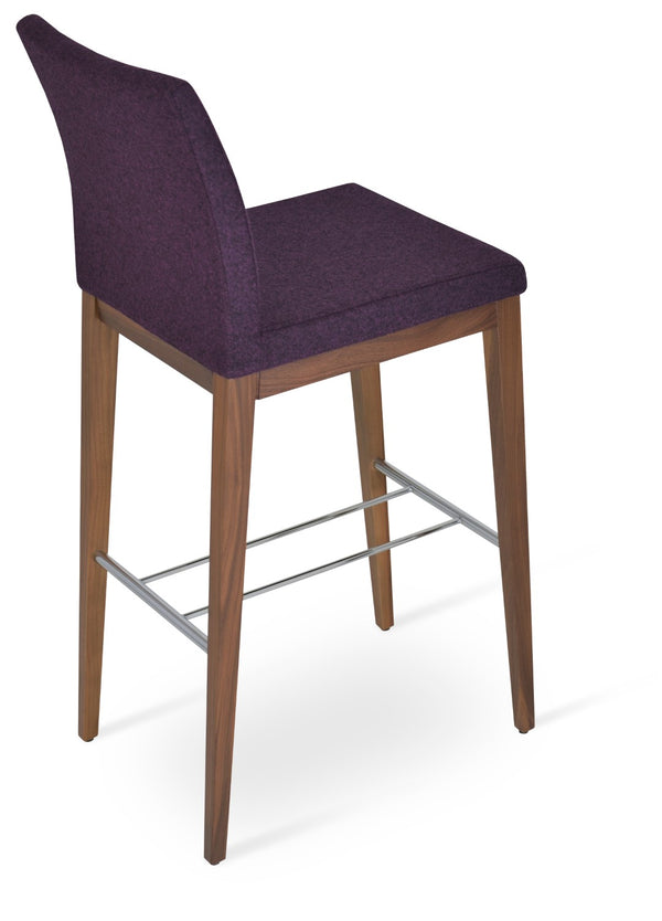 Soho Concept Aria Wood Stool Collection - Luxurious Upholstered Barstools With Solid Wood & Brass Footrests, 400 Lbs Walnut  Soho-concept-dining-chair-10390