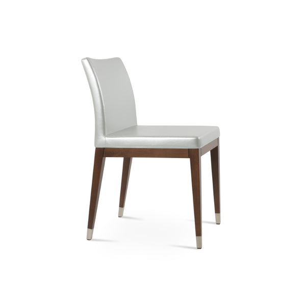 Soho Concept Aria Wood Dining Chair - Elegant Leatherette Upholstered Seat, 2-year Guarantee, Stylish & Durable Walnut,Chrome,Silver  Soho-concept-dining-chair-00620