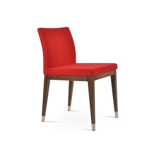 Soho Concept Aria Wood Dining Chair - Elegant Leatherette Upholstered Seat, 2-year Guarantee, Stylish & Durable Walnut,Chrome,Red  Soho-concept-dining-chair-00614