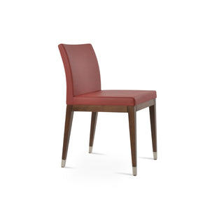 Soho Concept Aria Wood Dining Chair - Elegant Leatherette Upholstered Seat, 2-year Guarantee, Stylish & Durable Walnut,Chrome,Red  Soho-concept-dining-chair-00625