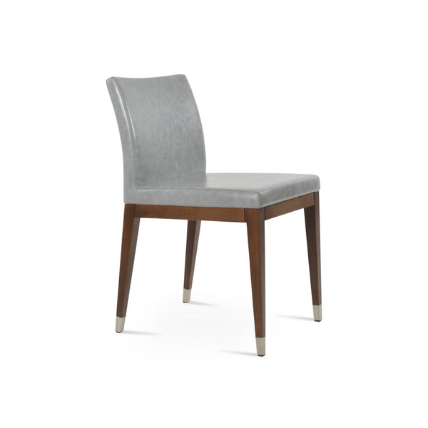 Soho Concept Aria Wood Dining Chair - Elegant Leatherette Upholstered Seat, 2-year Guarantee, Stylish & Durable Walnut,Chrome,Light Grey  Soho-concept-dining-chair-00627
