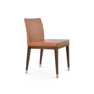 Soho Concept Aria Wood Dining Chair - Elegant Leatherette Upholstered Seat, 2-year Guarantee, Stylish & Durable Walnut,Chrome  Soho-concept-dining-chair-00624