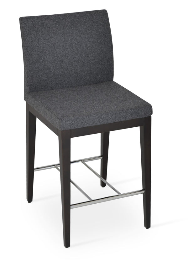 Soho Concept Aria Barstools & Counterstools - Stylish Camira Blazer Wool Fabric, 10-year Guarantee, Walnut Base Dark Grey  Soho-concept-dining-chair-10396