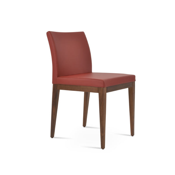 Soho Concept Aria Wood Dining Chair - Elegant Leatherette Upholstered Seat, 2-year Guarantee, Stylish & Durable Walnut,Red  Soho-concept-dining-chair-00661