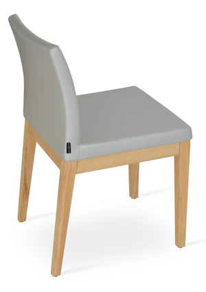 Soho Concept Aria Wood Dining Chair - Elegant Leatherette Upholstered Seat, 2-year Guarantee, Stylish & Durable Natural,Ash,Silver  Soho-concept-dining-chair-00655