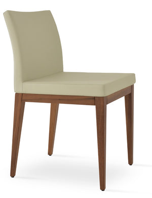 Soho Concept Aria Wood Dining Chair - Elegant Leatherette Upholstered Seat, 2-year Guarantee, Stylish & Durable Walnut,Cream  Soho-concept-dining-chair-00643