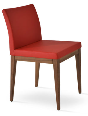 Soho Concept Aria Wood Dining Chair - Elegant Leatherette Upholstered Seat, 2-year Guarantee, Stylish & Durable Walnut,Red  Soho-concept-dining-chair-00644