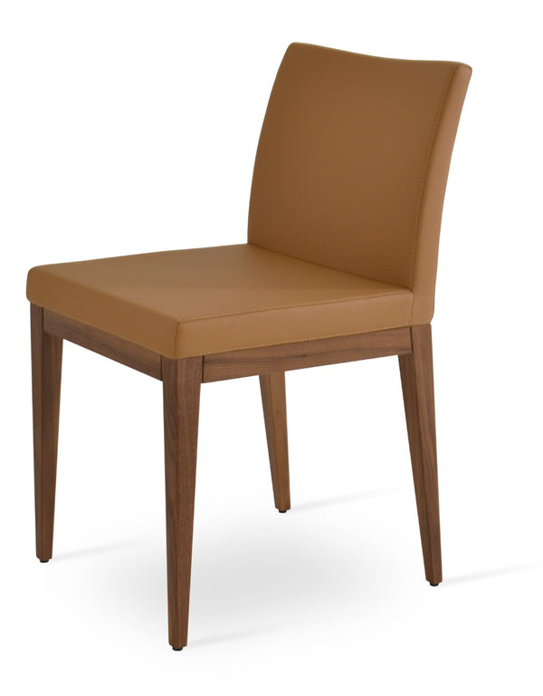 Soho Concept Aria Wood Dining Chair - Elegant Leatherette Upholstered Seat, 2-year Guarantee, Stylish & Durable Walnut  Soho-concept-dining-chair-00642