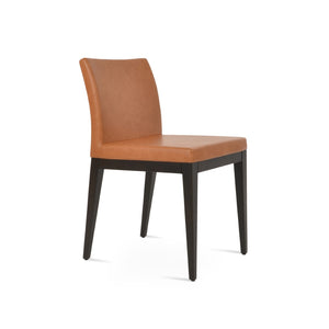 Soho Concept Aria Wood Dining Chair - Elegant Leatherette Upholstered Seat, 2-year Guarantee, Stylish & Durable Wenge,Caramel  Soho-concept-dining-chair-00645