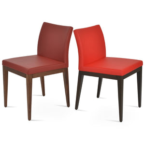 Soho Concept Aria Wood Dining Chair - Elegant Leatherette Upholstered Seat, 2-year Guarantee, Stylish & Durable Walnut,Red  Soho-concept-dining-chair-00636