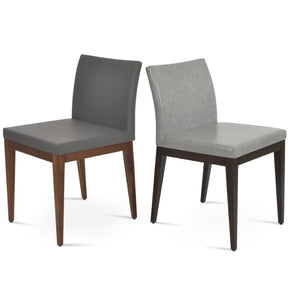 Soho Concept Aria Wood Dining Chair - Elegant Leatherette Upholstered Seat, 2-year Guarantee, Stylish & Durable Walnut,Light Grey,Grey  Soho-concept-dining-chair-00631