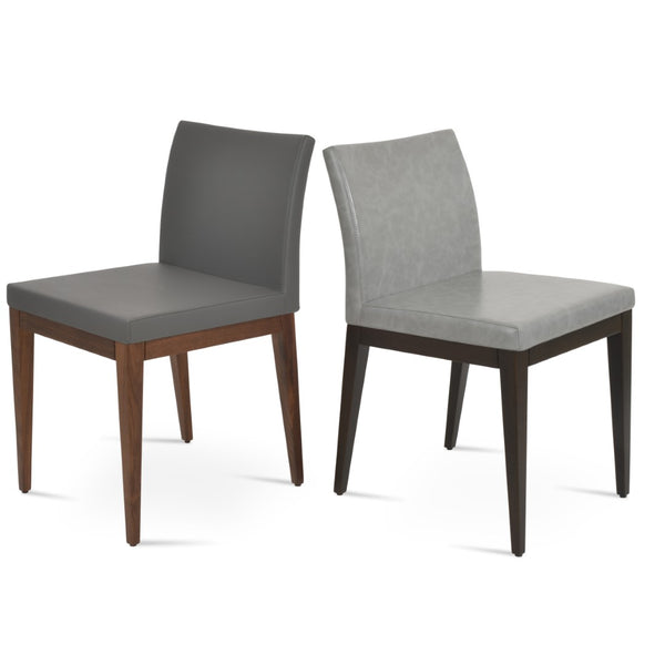 Soho Concept Aria Wood Dining Chair - Elegant Leatherette Upholstered Seat, 2-year Guarantee, Stylish & Durable Walnut,Light Grey,Grey  Soho-concept-dining-chair-00631