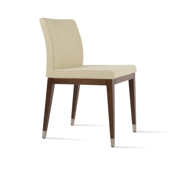 Soho Concept Aria Wood Dining Chair - Premium Camira Blazer Fabric, Solid Walnut Base, 10-year Guarantee, 350 Lbs Capacity Walnut,Beige  Soho-concept-dining-chair-00632