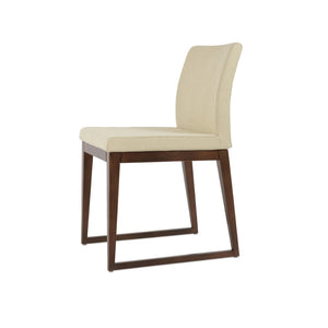 Soho Concept Aria Wood Dining Chair - Premium Camira Blazer Fabric, Solid Walnut Base, 10-year Guarantee, 350 Lbs Capacity Walnut,Beige  Soho-concept-dining-chair-00670