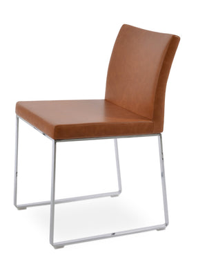 Soho Concept Aria Sled Dining Chair - Stylish Chrome Base, Soft Ppm-fr Leatherette, 2-year Guarantee, 350 Lbs Capacity Chrome  Soho-concept-dining-chair-00273