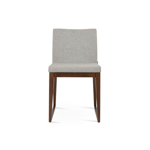 Soho Concept Aria Sled Wood Dining Chair - Durable Camira Blazer Wool, 10-year Guarantee, Elegant Design! Walnut,Silver  Soho-concept-dining-chair-00516