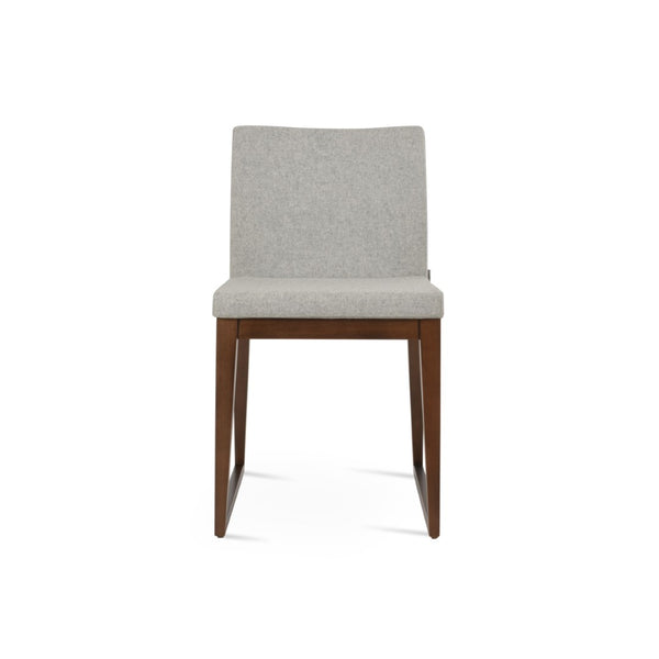 Soho Concept Aria Sled Wood Dining Chair - Durable Camira Blazer Wool, 10-year Guarantee, Elegant Design! Walnut,Silver  Soho-concept-dining-chair-00516