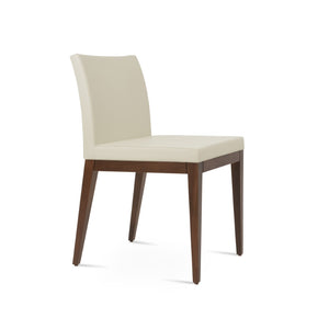 Soho Concept Aria Wood Dining Chair - Elegant Leatherette Upholstered Seat, 2-year Guarantee, Stylish & Durable Walnut,Cream  Soho-concept-dining-chair-00637