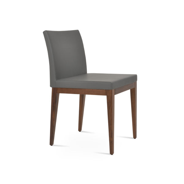 Soho Concept Aria Wood Dining Chair - Elegant Leatherette Upholstered Seat, 2-year Guarantee, Stylish & Durable Walnut,Grey  Soho-concept-dining-chair-00635