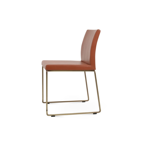 Soho Concept Aria Wire Stackable Dining Chair - Soft Leatherette, Solid Steel, Stylish & Practical, 2-year Guarantee Brass  Soho-concept-dining-chair-00356