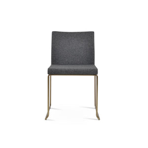 Soho Concept Aria Wire Stackable Chair - Elegant Wool Upholstered Design, 10-year Guarantee, Space-saving Style Brass,Dark Grey  Soho-concept-dining-chair-00349
