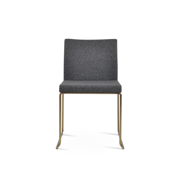 Soho Concept Aria Wire Stackable Chair - Elegant Wool Upholstered Design, 10-year Guarantee, Space-saving Style Brass,Dark Grey  Soho-concept-dining-chair-00349