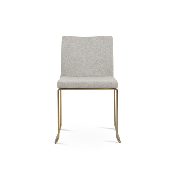 Soho Concept Aria Wire Stackable Chair - Elegant Wool Upholstered Design, 10-year Guarantee, Space-saving Style Brass,Silver  Soho-concept-dining-chair-00350
