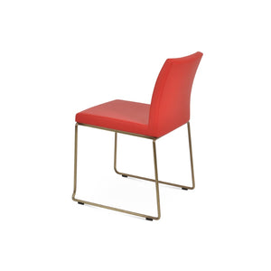 Soho Concept Aria Wire Stackable Dining Chair - Soft Leatherette, Solid Steel, Stylish & Practical, 2-year Guarantee Brass,Red  Soho-concept-dining-chair-00351