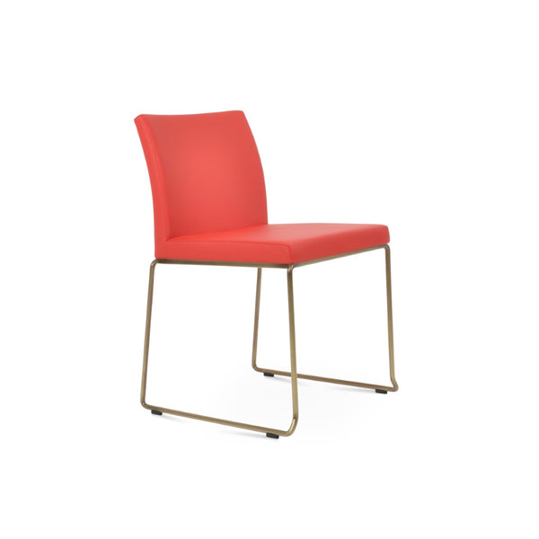 Soho Concept Aria Wire Stackable Dining Chair - Soft Leatherette, Solid Steel, Stylish & Practical, 2-year Guarantee Brass,Red  Soho-concept-dining-chair-00351