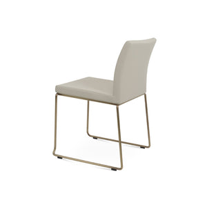 Soho Concept Aria Wire Stackable Dining Chair - Soft Leatherette, Solid Steel, Stylish & Practical, 2-year Guarantee Brass,Light Grey  Soho-concept-dining-chair-00352