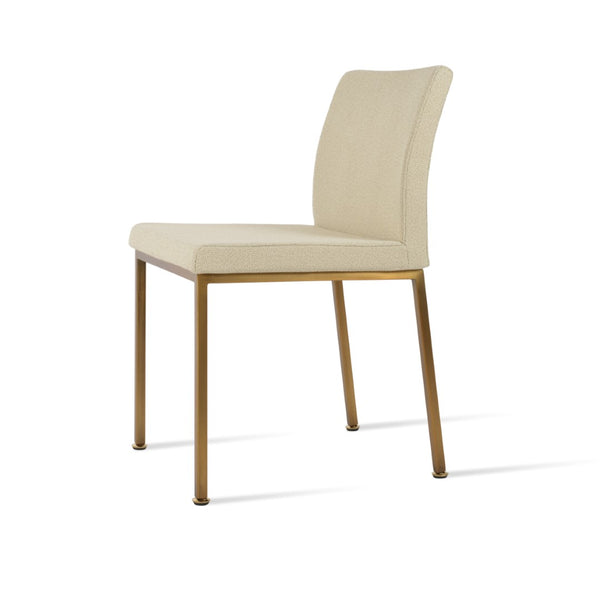 Soho Concept Aria Metal Dining Chair - Luxurious Camira Yoredale Fabric, 10-year Guarantee, Stylish & Durable! Brass,Beige  Soho-concept-dining-chair-00417