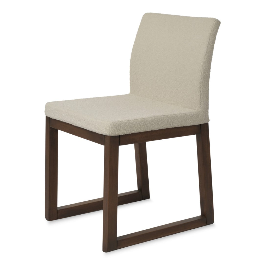 Soho Concept Aria Sled Wood Dining Chair - Luxurious Upholstery & Solid Beech Base - 10-year Guarantee, Stylish Design White,Walnut  Soho-concept-dining-chair-00265