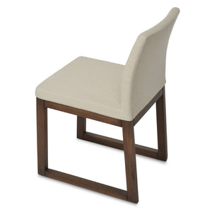 Soho Concept Aria Sled Wood Dining Chair - Luxurious Upholstery & Solid Beech Base - 10-year Guarantee, Stylish Design White,Walnut  Soho-concept-dining-chair-00265