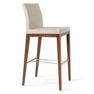 Soho Concept Aria Wood Stool Collection - Luxurious Upholstered Barstools With Solid Wood & Brass Footrests, 400 Lbs White,Walnut  Soho-concept-dining-chair-10240