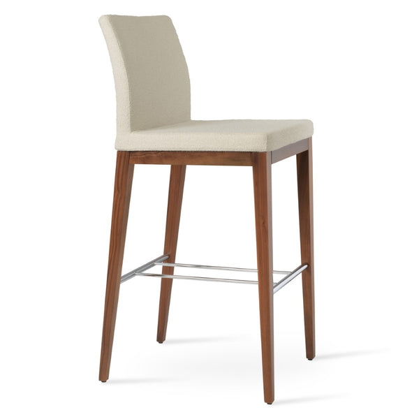 Soho Concept Aria Wood Stool Collection - Luxurious Upholstered Barstools With Solid Wood & Brass Footrests, 400 Lbs White,Walnut  Soho-concept-dining-chair-10240