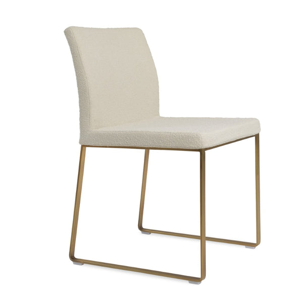Soho Concept Aria Sled Dining Chair - Luxurious Upholstery, Durable Metal Base, 10-year Guarantee For Elegance White,Gold,Brass  Soho-concept-dining-chair-00270
