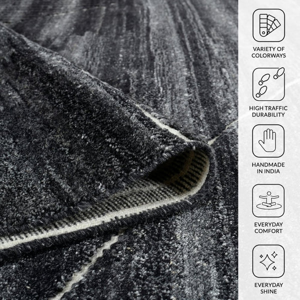 Amer Rugs Arlington Hand-knotted Moroccan Area Rug With Abstract Carved Design For Luxurious Home Décor Charcoal Wool Arl10203