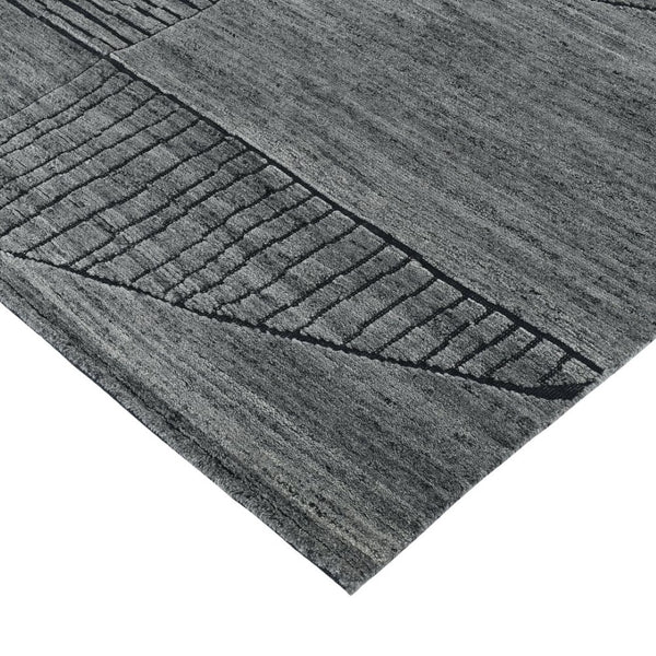 Amer Rugs Arlington Hand-knotted Moroccan Area Rug With Abstract Carved Design For Luxurious Home Décor Gray Wool Arl20912