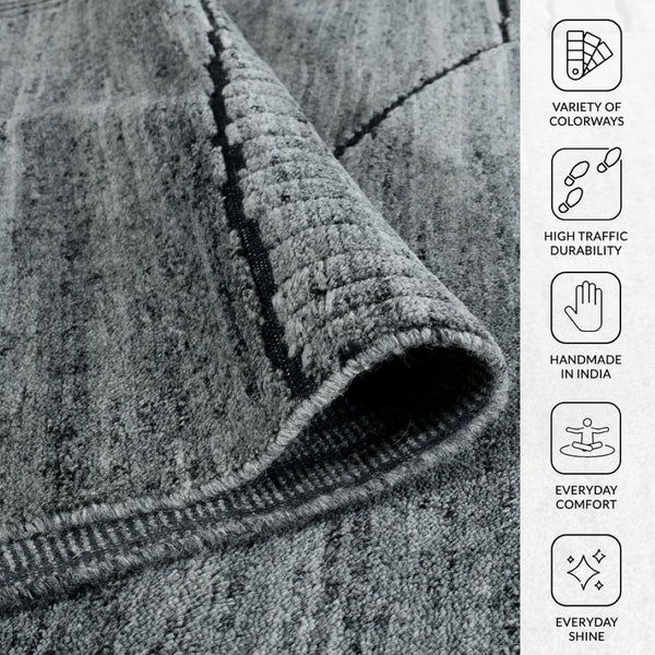 Amer Rugs Arlington Hand-knotted Moroccan Area Rug With Abstract Carved Design For Luxurious Home Décor Gray Wool Arl20912