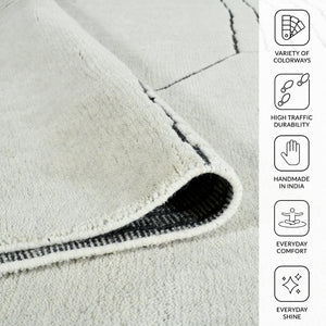 Amer Rugs Arlington Hand-knotted Moroccan Area Rug With Abstract Carved Design For Luxurious Home Décor Ivory Wool Arl30912