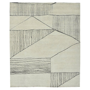 Amer Rugs Arlington Hand-knotted Moroccan Area Rug With Abstract Carved Design For Luxurious Home Décor Ivory Wool Arl30912