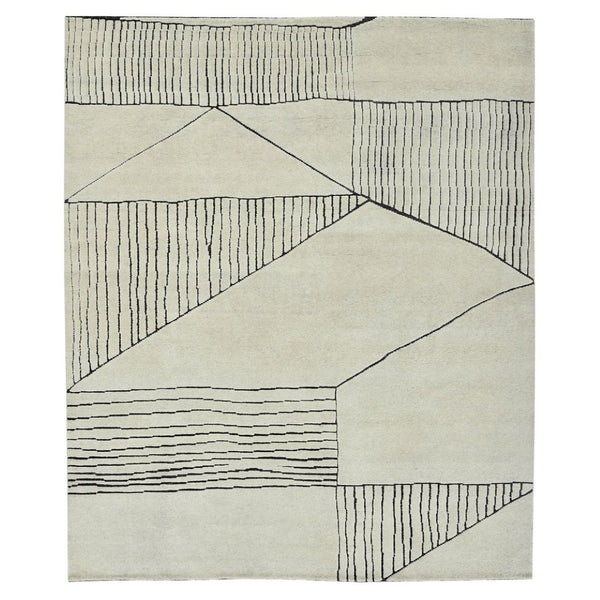 Amer Rugs Arlington Hand-knotted Moroccan Area Rug With Abstract Carved Design For Luxurious Home Décor Ivory Wool Arl30912