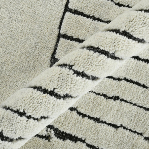 Amer Rugs Arlington Hand-knotted Moroccan Area Rug With Abstract Carved Design For Luxurious Home Décor Ivory Wool Arl30912