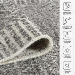 Amer Rugs Arlington Hand-knotted Moroccan Carved Design Area Rug - Luxurious Softness And Unique Style Dark Gray Wool Arl50203