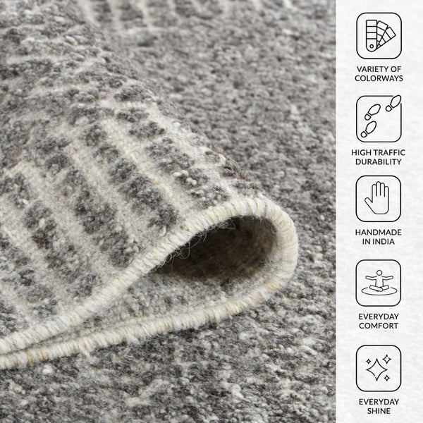 Amer Rugs Arlington Hand-knotted Moroccan Carved Design Area Rug - Luxurious Softness And Unique Style Dark Gray Wool Arl50203